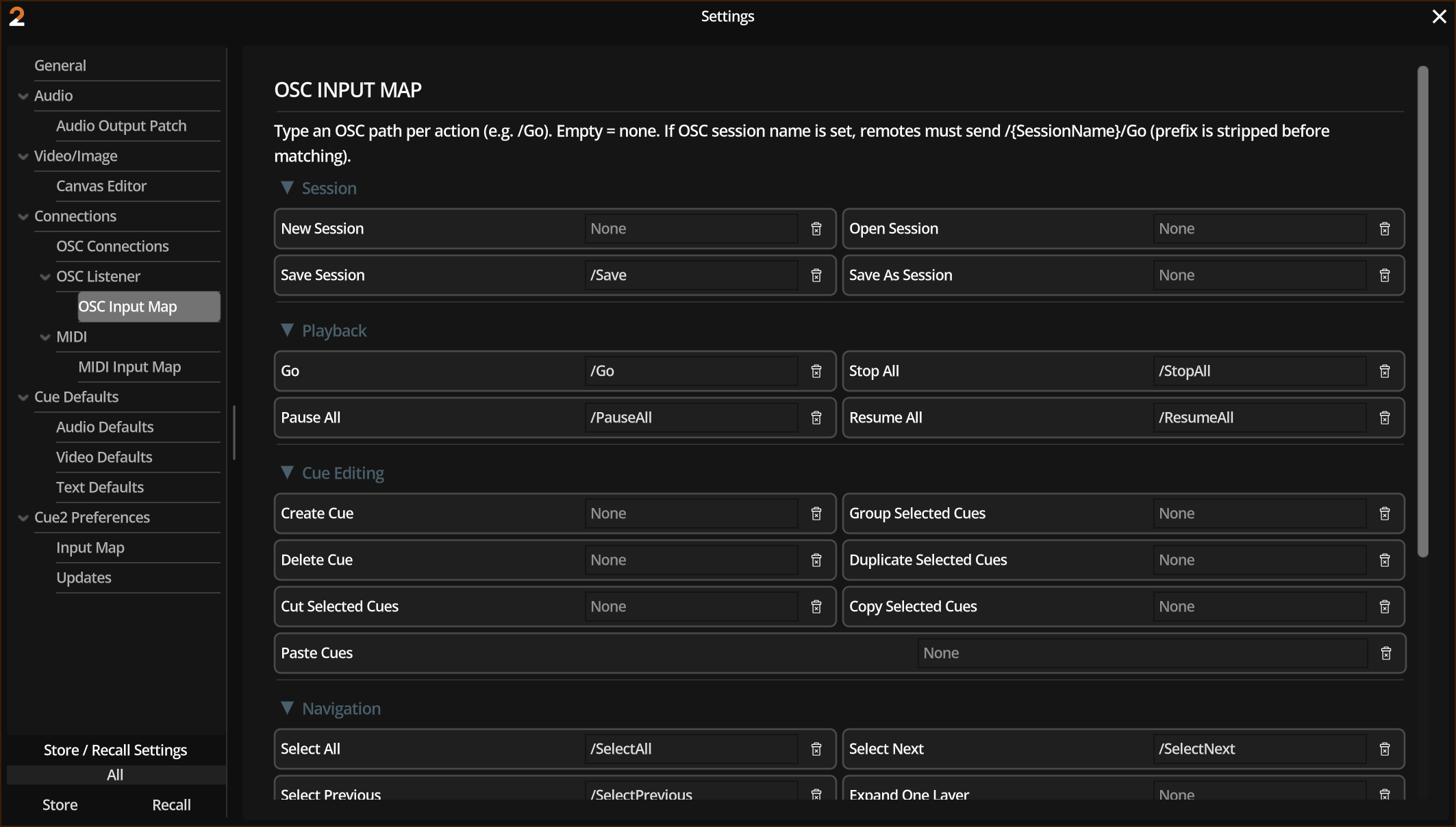 OSC Input Map