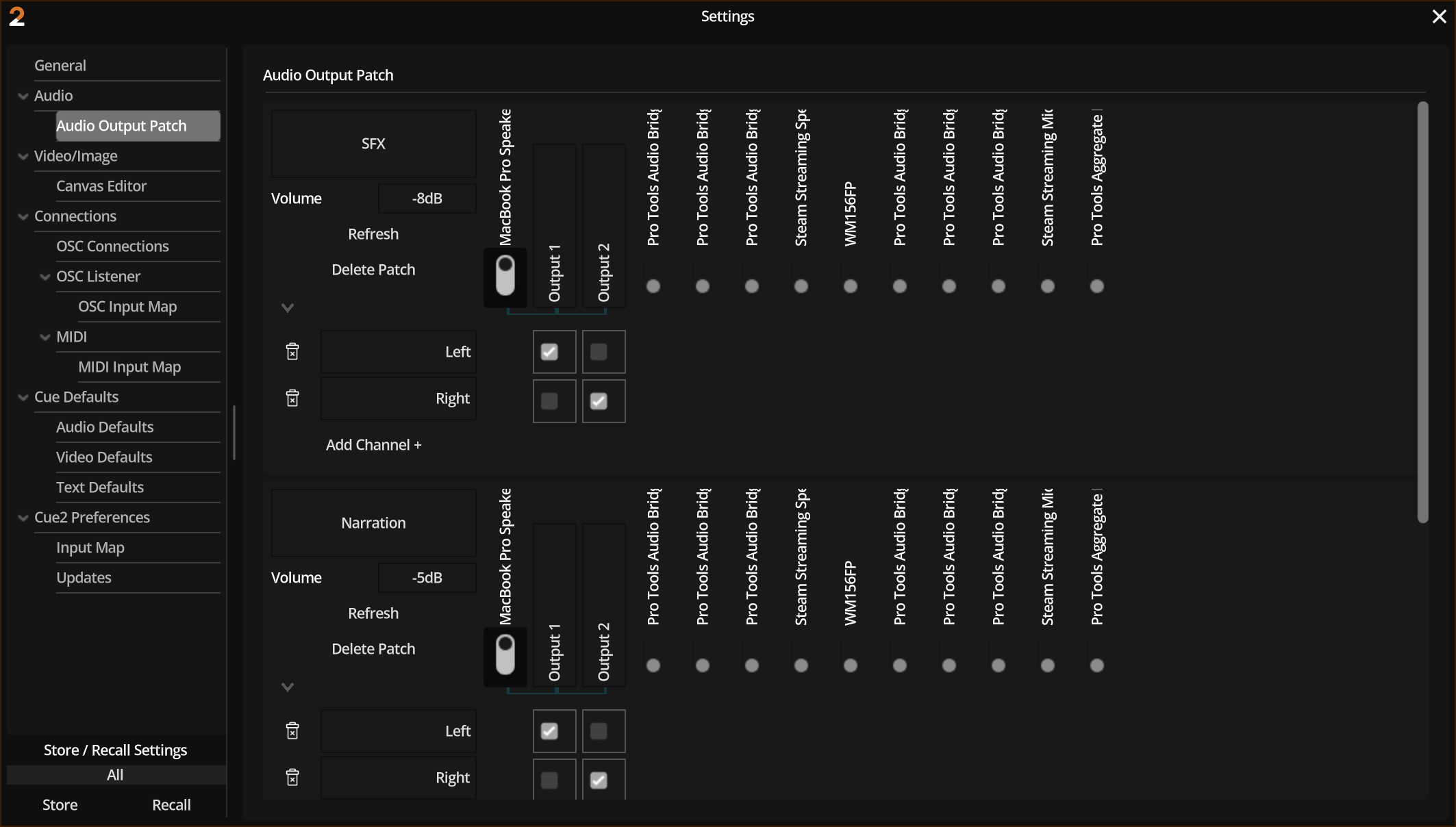 Output patch matrix